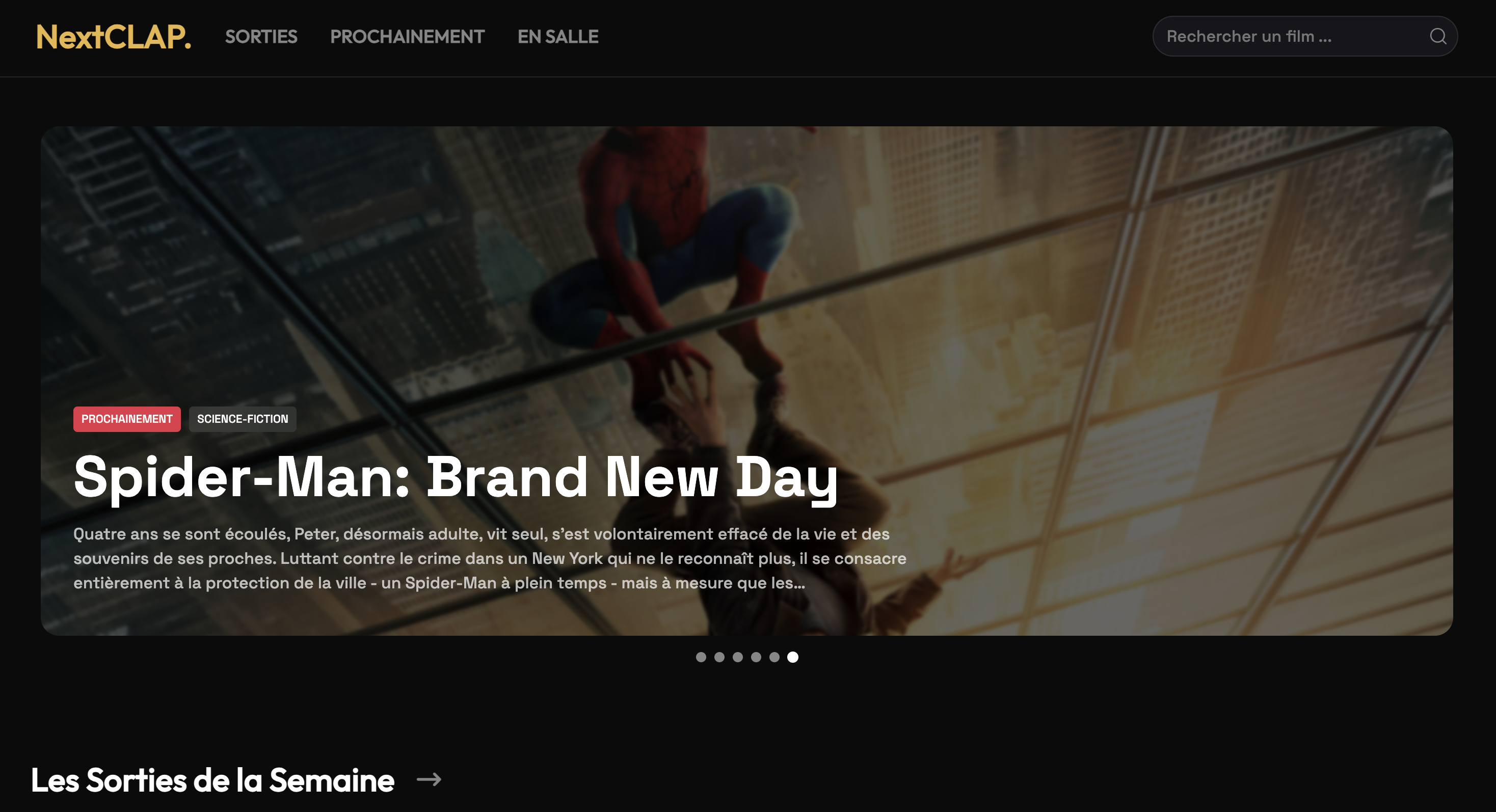 screenshot de la page d'accueil